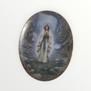 The Bradford Exchange Our Lady of Lourdes Glass Plate - Blue and Gold